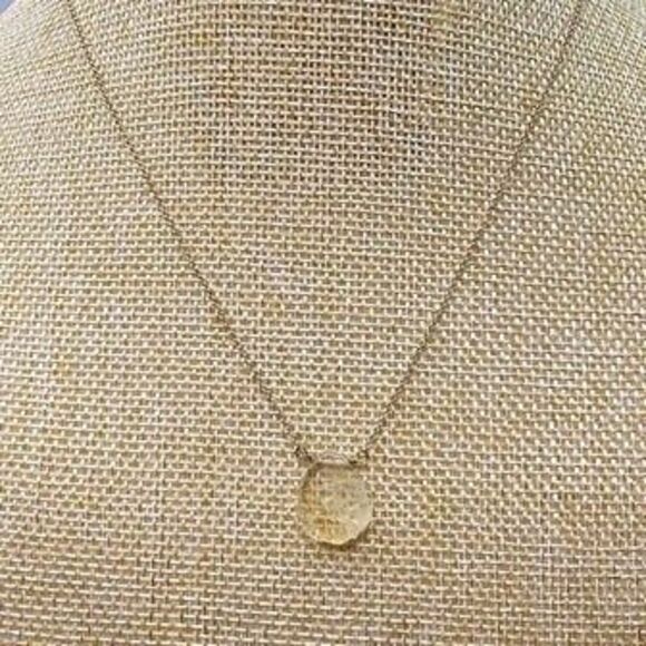 Luna Norte Gold Tone Chain w/ Clear Cut Pendant Necklace 18"L - Picture 1 of 6